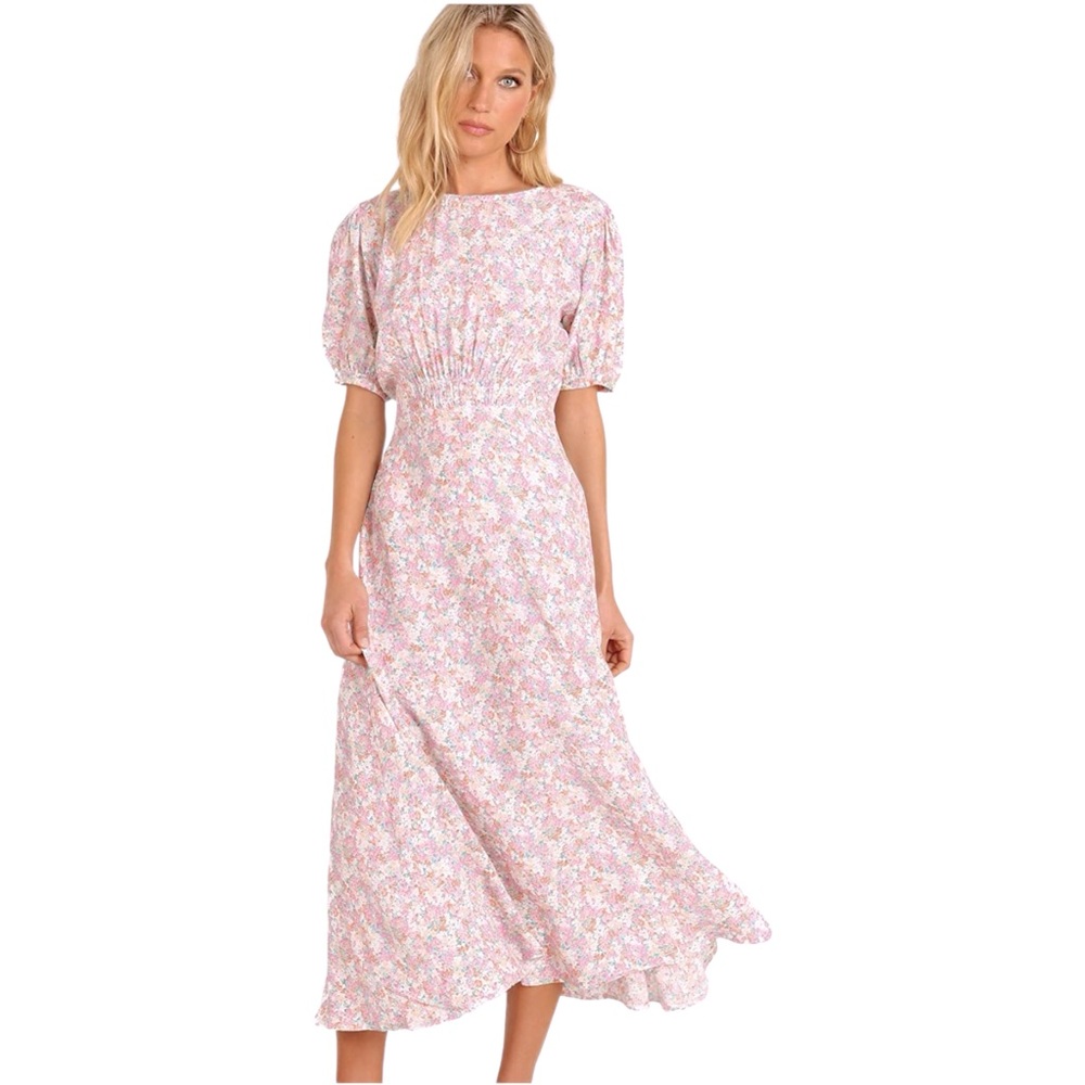 Faithfull the Brand Pink Floral Midi Dress